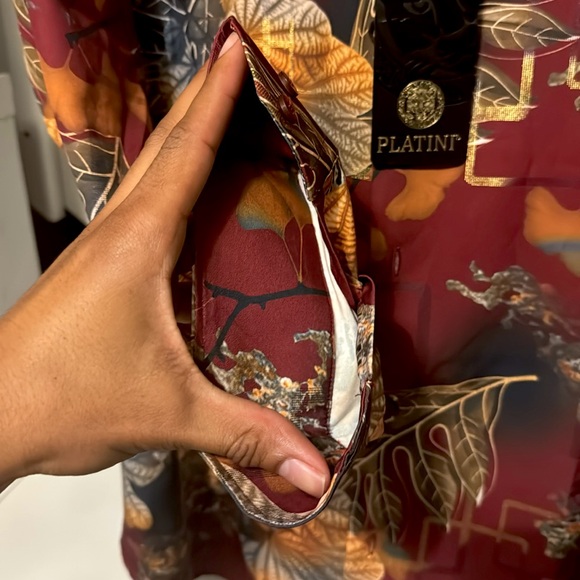 Red Dress Shirt, Gold Accents - Picture 2 of 3